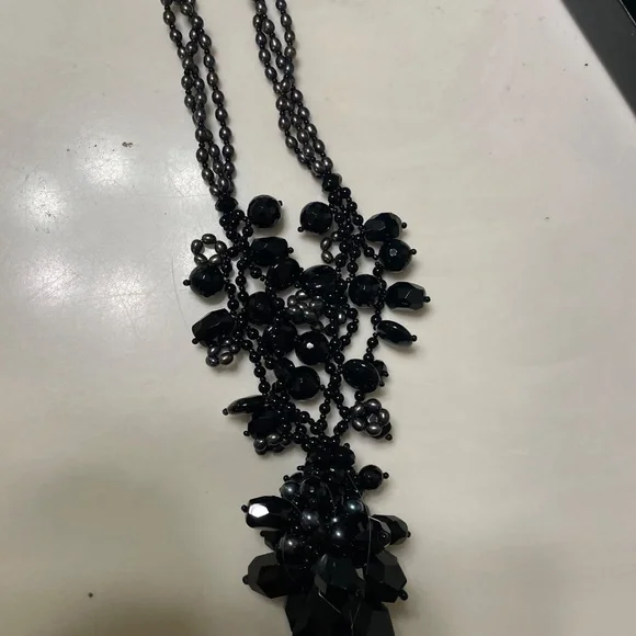 VINTAGE ONYX STATEMENT NECKLACE, NWOT - Picture 2 of 6